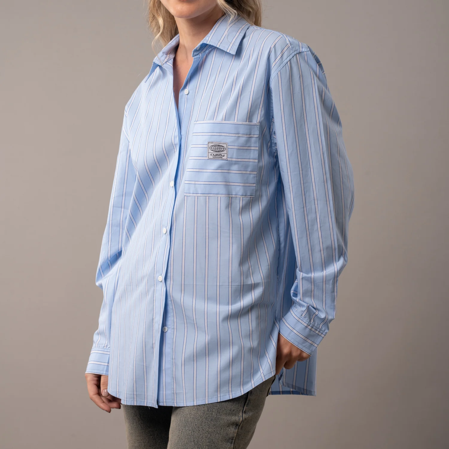 Camisa Ml Mykonos Stripe Oversize Glacier Lake - Image 5