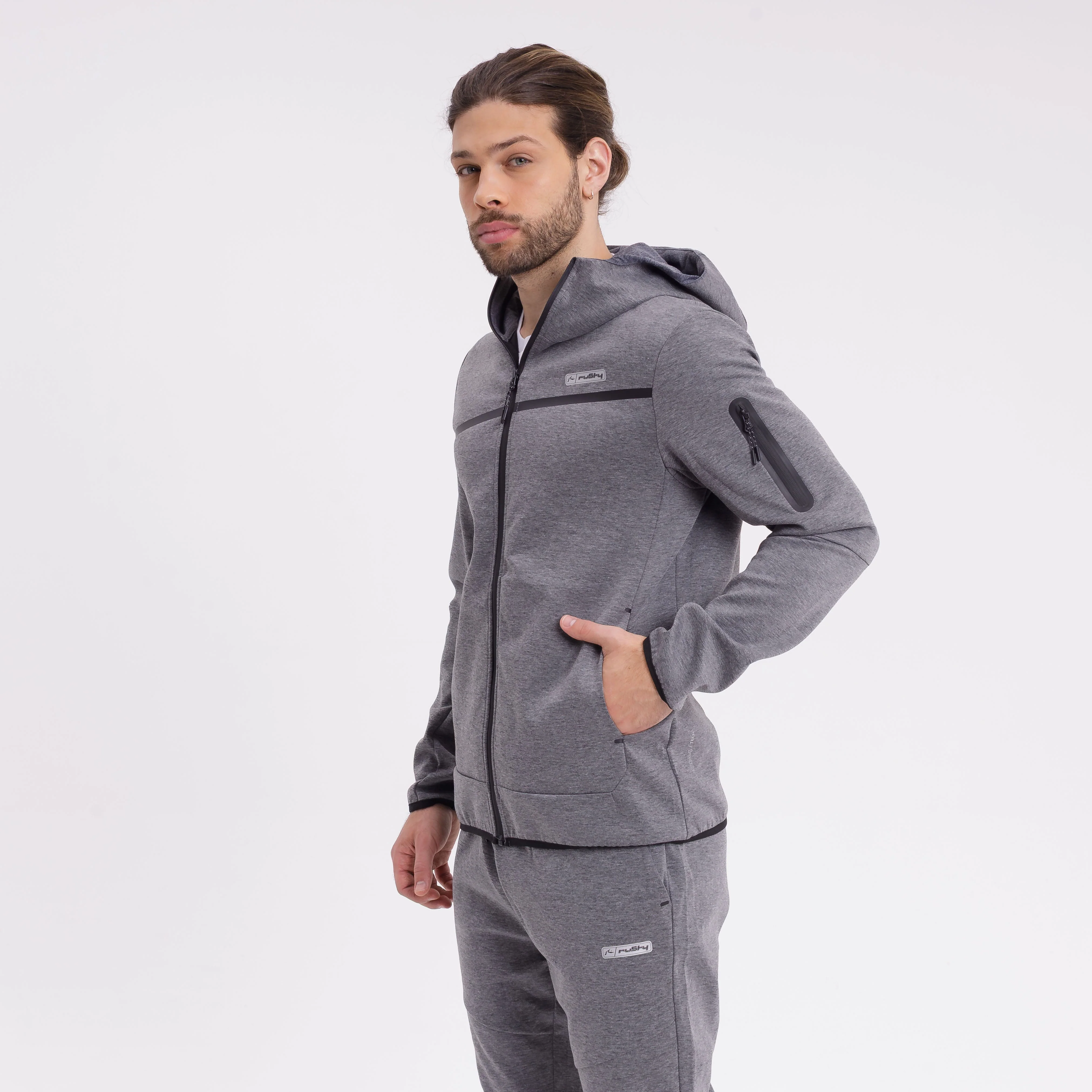 Campera Canguro Spyder Zip Grey Marle - Image 3