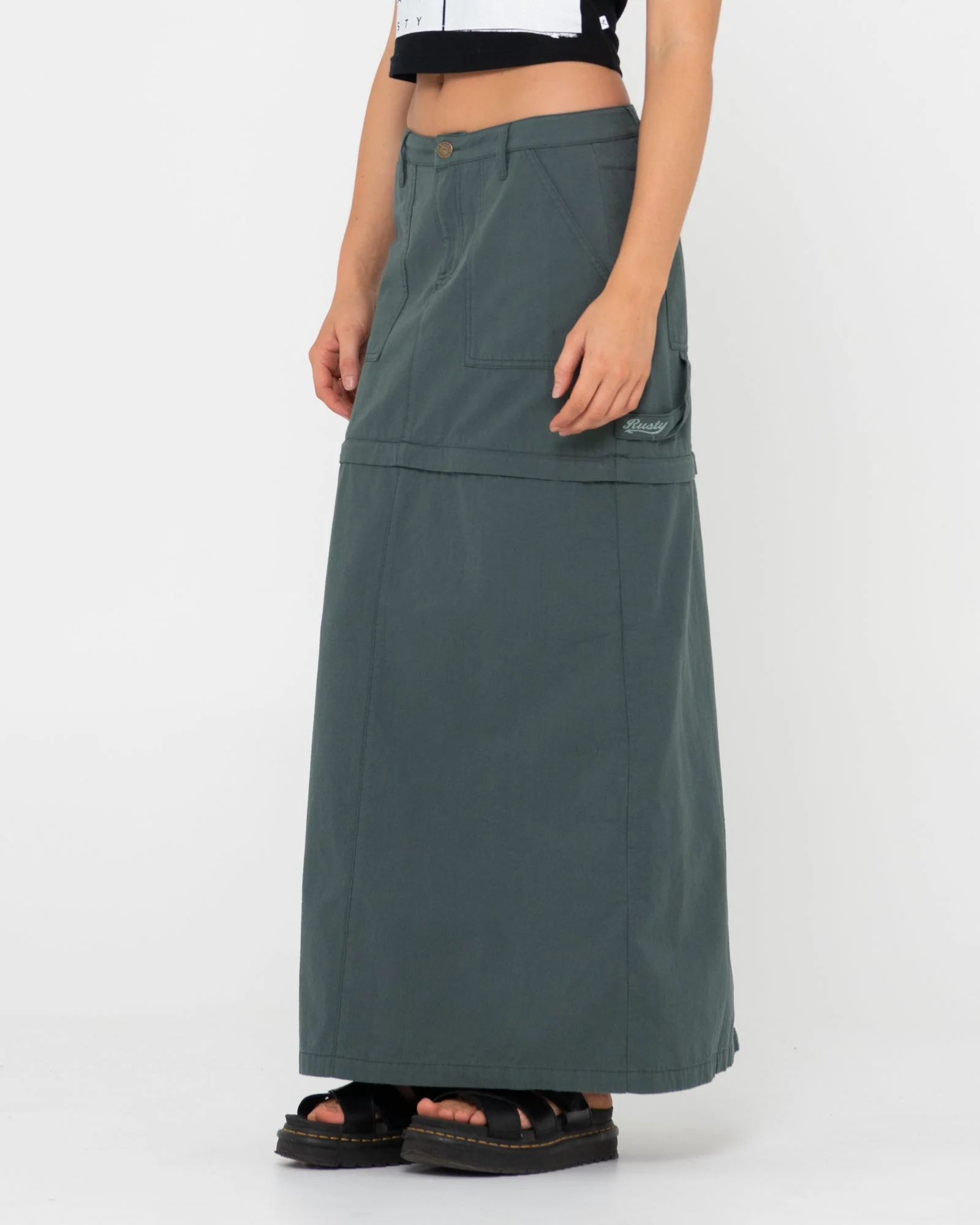 Pollera Billie Low Rise Ripstop Zip Skirt Army - Image 6