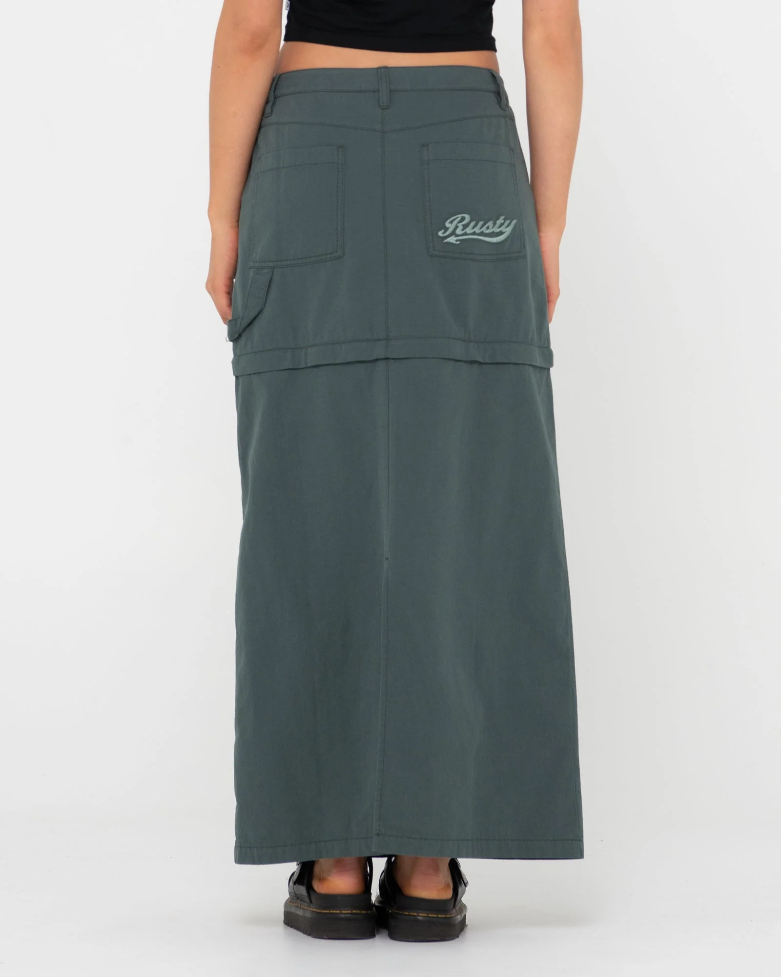 Pollera Billie Low Rise Ripstop Zip Skirt Army - Image 7